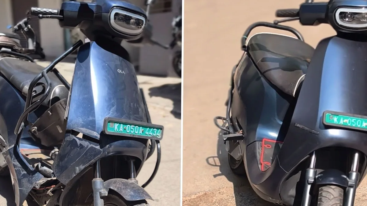 Body panel repair — before & after (Ola S1)